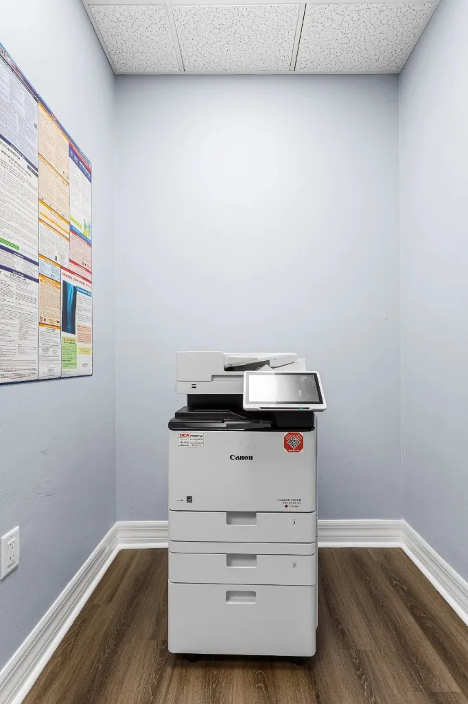 On-site Canon multifunction printer, copier, and scanner station for guests at ProSpace Gainesville